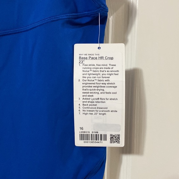 NWT Lululemon base pace hr crop - Picture 4 of 10